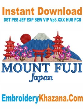 Mount Fuji Japan Embroidery Design