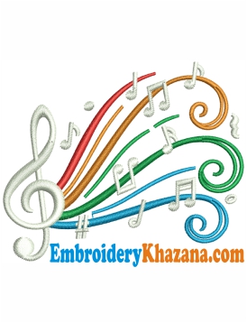 Musical Notes Swirls Embroidery Design