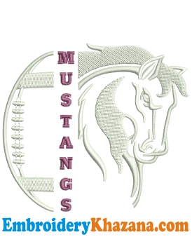 Mustangs Football Embroidery Design