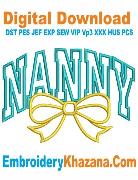 Nanny Bow Applique Embroidery Design