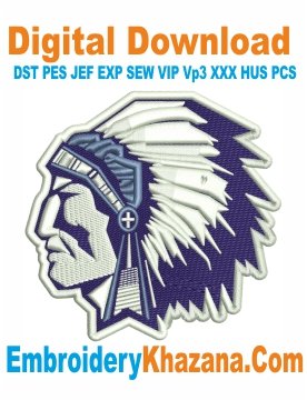 Native American Head Embroidery Design