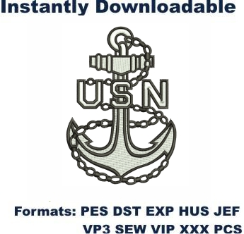 Navy Chief Anchors Embroidery Design