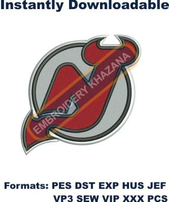 New jersey Devils Logo embroidery design