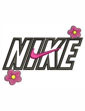 Nike With Flower Logo Embroidery Design