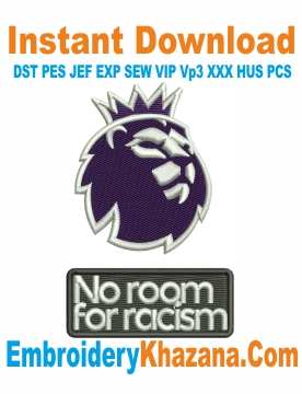 No Room Racism Premier League Logo Embroidery Design