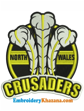North Wales Crusaders Logo Embroidery Design