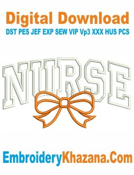 Nurse Bow Applique Embroidery Design