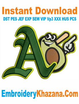 Oakland Athletics A 3d puff Embroidery Design, Oakland Athletics Embroidery Files Instant Download
