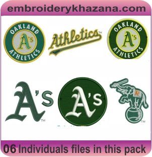 Oakland Athletics Embroidery Designs Bundle