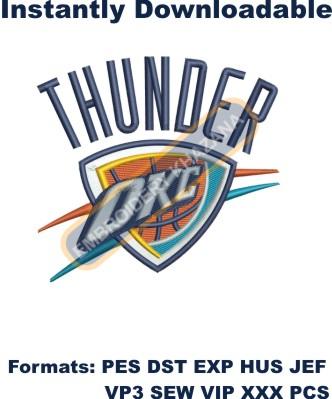 Oklahoma City Thunder Logo embroidery design