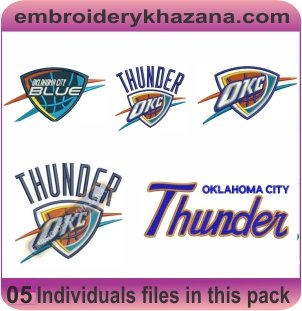 Oklahoma City Thunder Logo Embroidery Designs Bundle