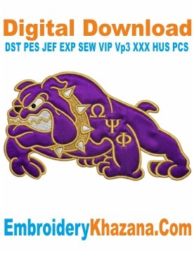 Omega Psi Phi Bulldog Applique Embroidery Files