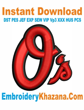 Orioles Logo Cap 3D Puff Embroidery Design