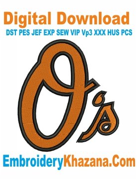Orioles Baseball Logo Embroidery Design