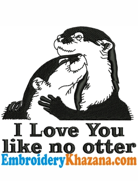 Otter Love Embroidery Design