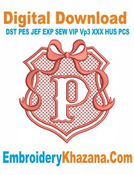 Embossed Monogram P Embroidery Design