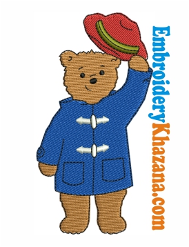 Paddington Bear Cartoon Embroidery Design