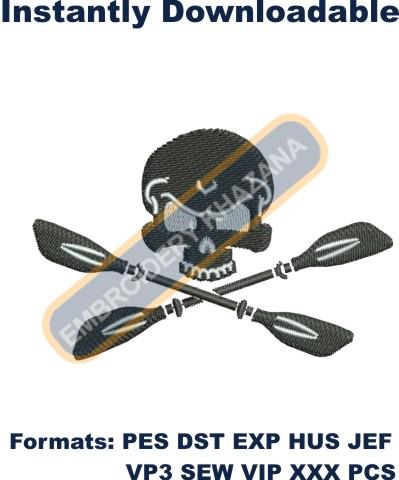 Paddle Skull Embroidery Design