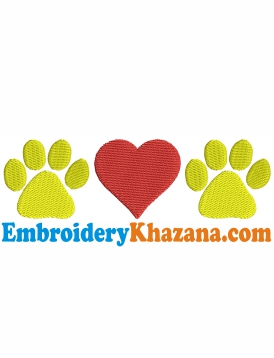 Paw Love Paw Embroidery Design