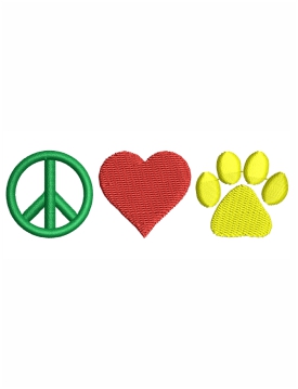 Peace Love Paw Embroidery Design