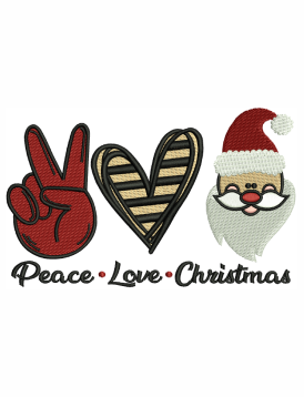Peace Love Christmas Embroidery Design