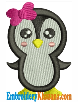 Penguin Girl Embroidery Design