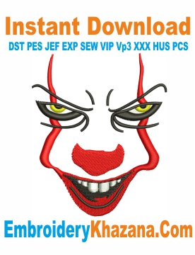 Pennywise Face Embroidery Design