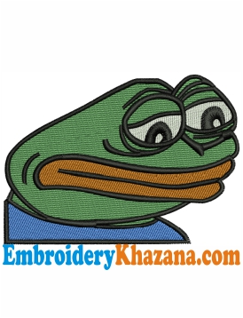 Sadge Pepe The Frog Embroidery Design