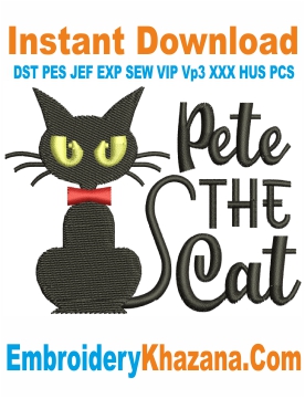 Pete The Cat Embroidery Design