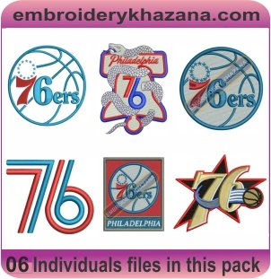 Philadelphia 76ers Logo Embroidery Designs Bundle