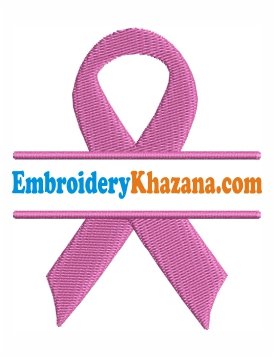 Split Pink Cancer Ribbon Embroidery Design