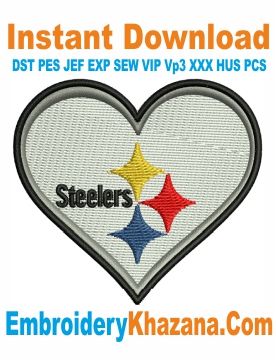Pittsburgh Steelers Heart Cap Embroidery Design