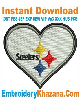 Pittsburgh Steelers Heart Embroidery Design