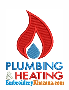 Plumbing Heating Logo Embroidery Design