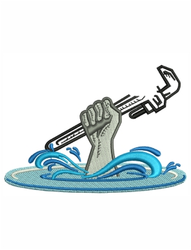 Plumbing And Drainage Logo Embroidery Design