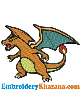Pokemon Charizard Embroidery Design