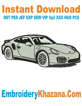 Porsche 911 Turbo Car Embroidery Design