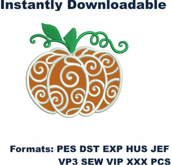 Pumpkin Zentangle Embroidery Designs