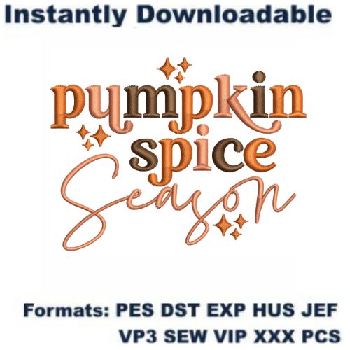 Pumpkin Spice Season Embroidery Designs