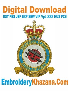RAF Memorial Flight Embroidery Design