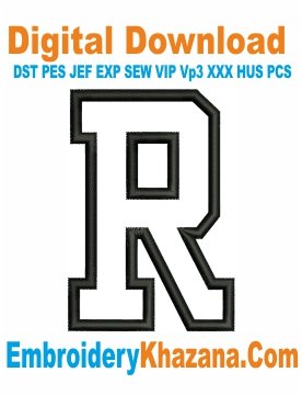 R Letter Applique Embroidery Design