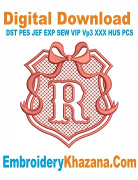 Embossed Monogram R Embroidery Design
