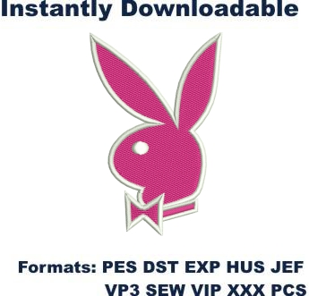 Rabbit playboy bunny logo embroidery design