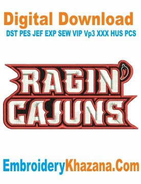 Ragin Cajuns Logo Embroidery Design