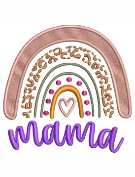 Rainbow Leopard Mama Embroidery Design