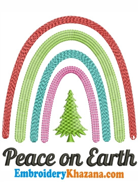 Rainbow Christmas Peace on Earth Embroidery Design