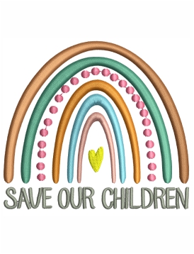 Rainbow Save Our Children Embroidery Design
