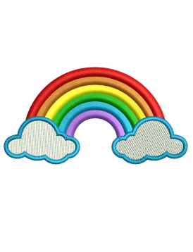 Rainbow With Cloud Embroidery Design