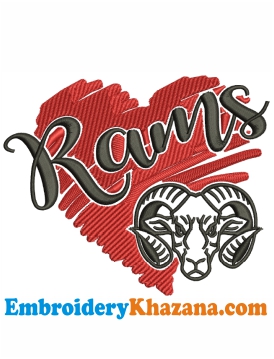 Ram High School Mascot Spirit Embroidery Design