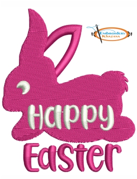 Rabbit Happy Easter Embroidery Design